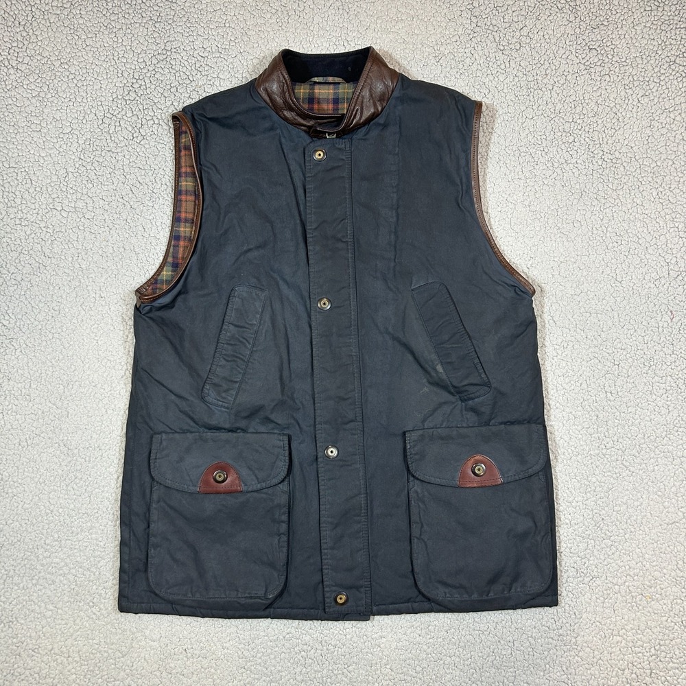 Michael Mortell Country Waxed Vest Plaid Fleece Full Zip Hunting Size Small
